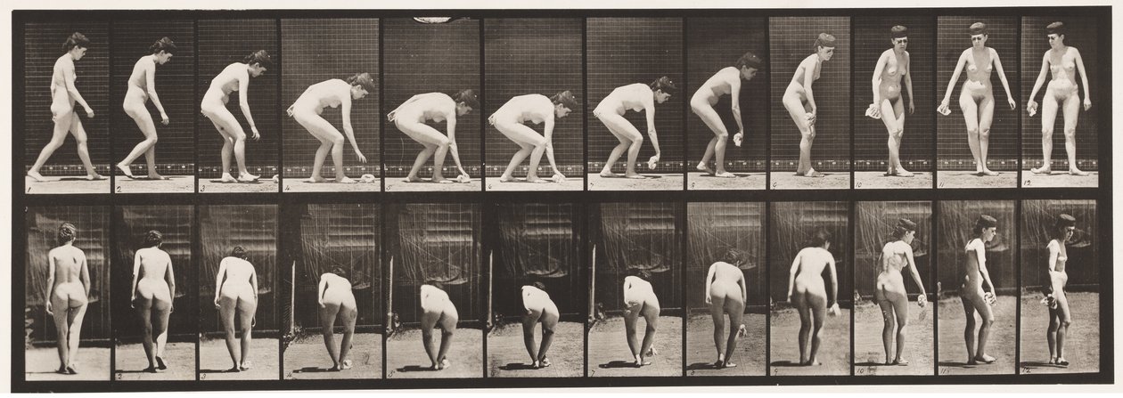 Stooping and Lifting Handkerchief and Turning by Eadweard Muybridge