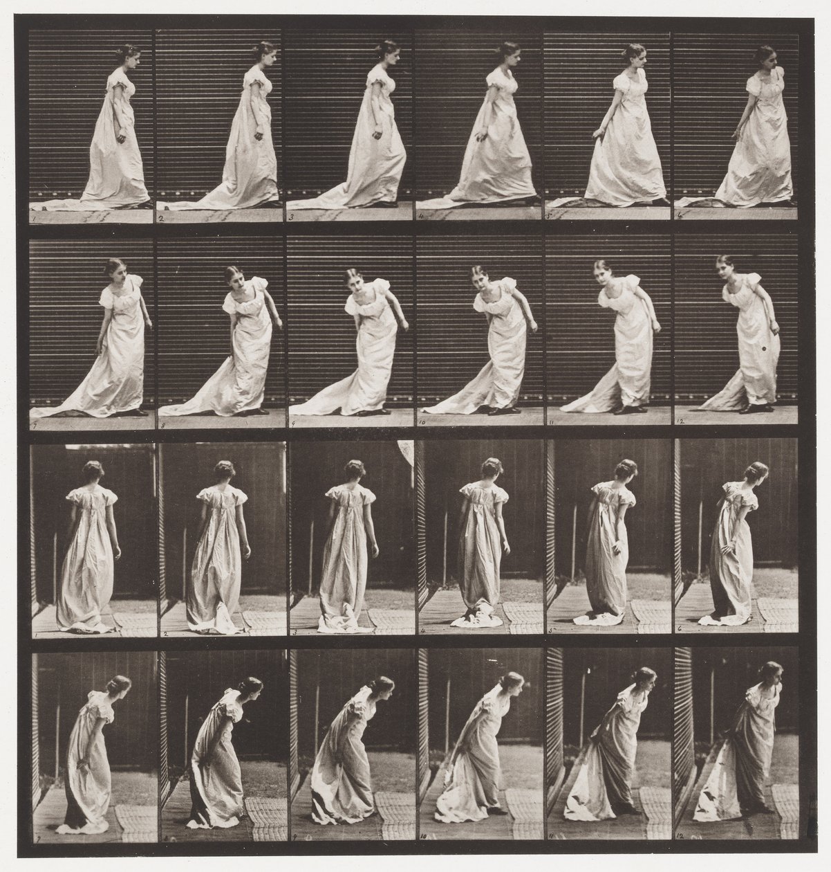 Stooping to Arrange Train and Turning (Plate 231) by Eadweard Muybridge