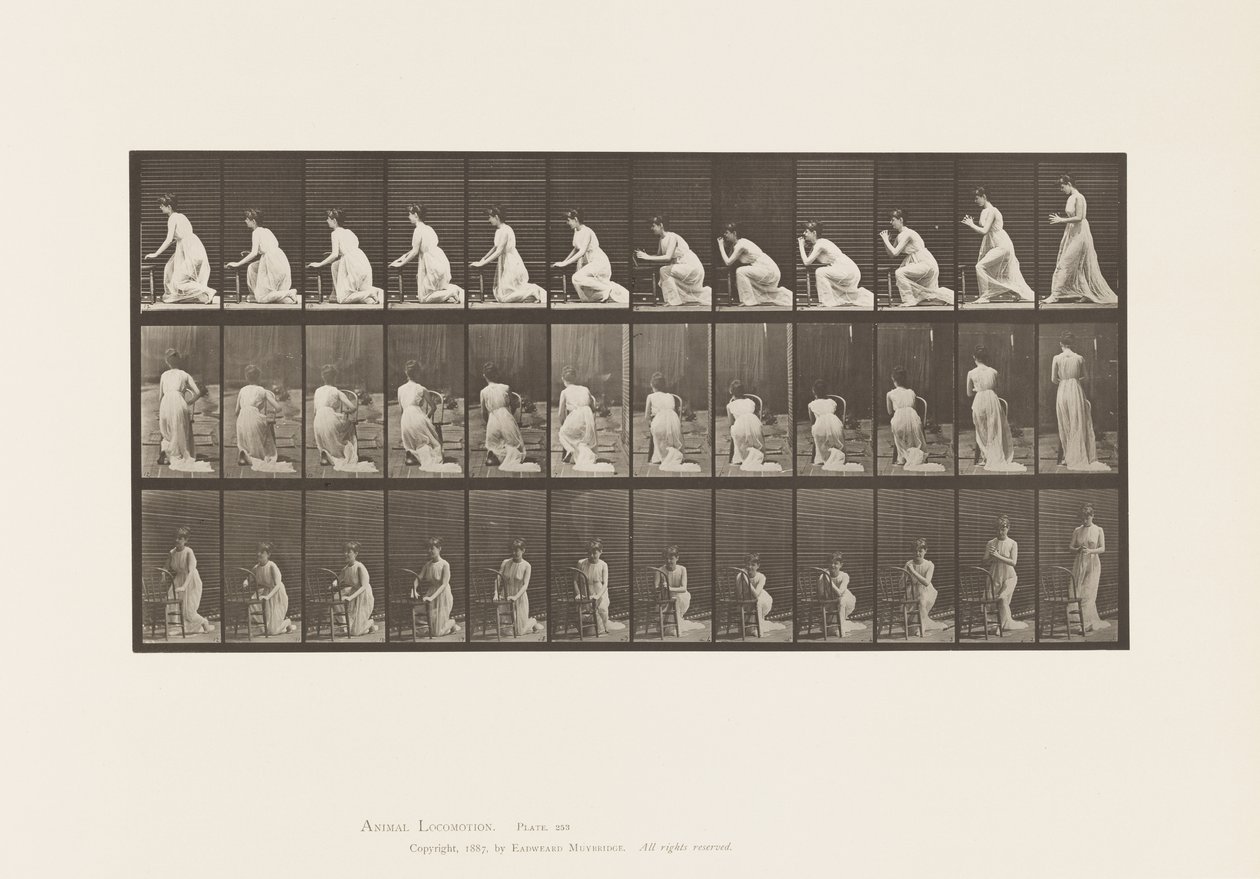Kneeling Elbows on Chair, Hands Clasped by Eadweard Muybridge