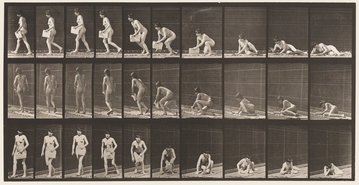 Arising from the Ground with Newspaper in Left Hand by Eadweard Muybridge