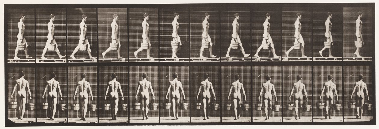 Walking, Carrying Bucket of Water in Each Hand by Eadweard Muybridge