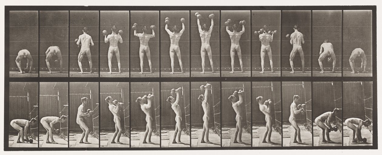 Lifting and Letting Down Two 50-lb Dumb-Bells by Eadweard Muybridge