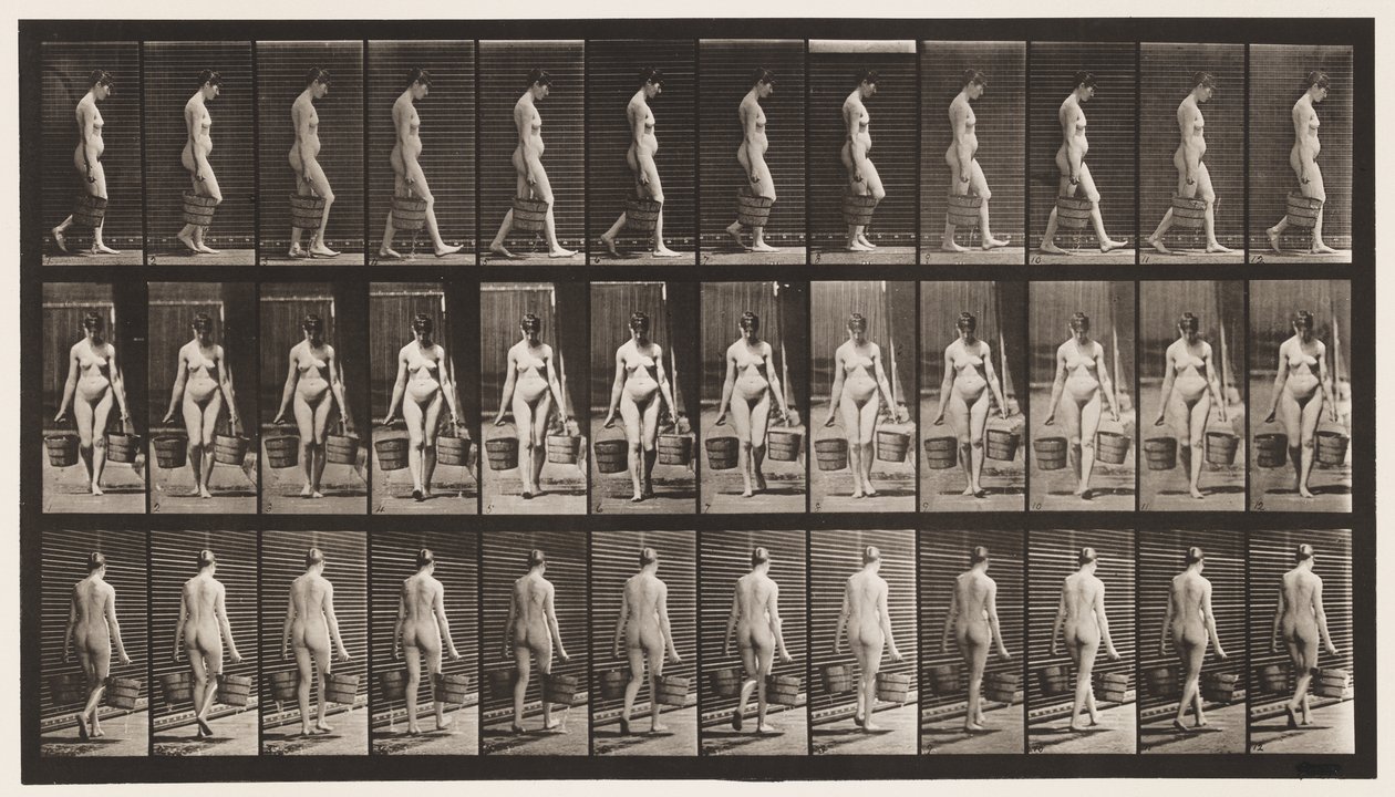 Plate 32. Walking, Carrying Bucket of Water in Each Hand by Eadweard Muybridge
