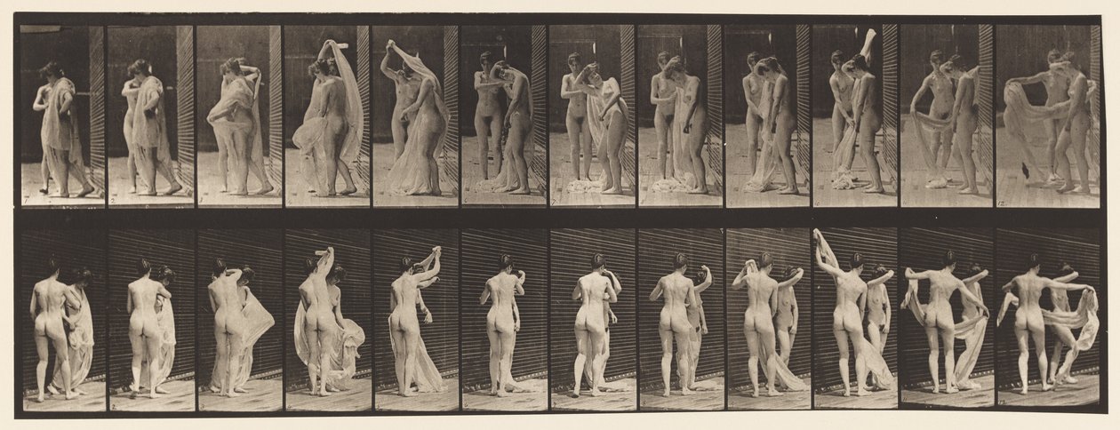 Plate 428. Toilet; Two Models, 1 Disrobing by Eadweard Muybridge