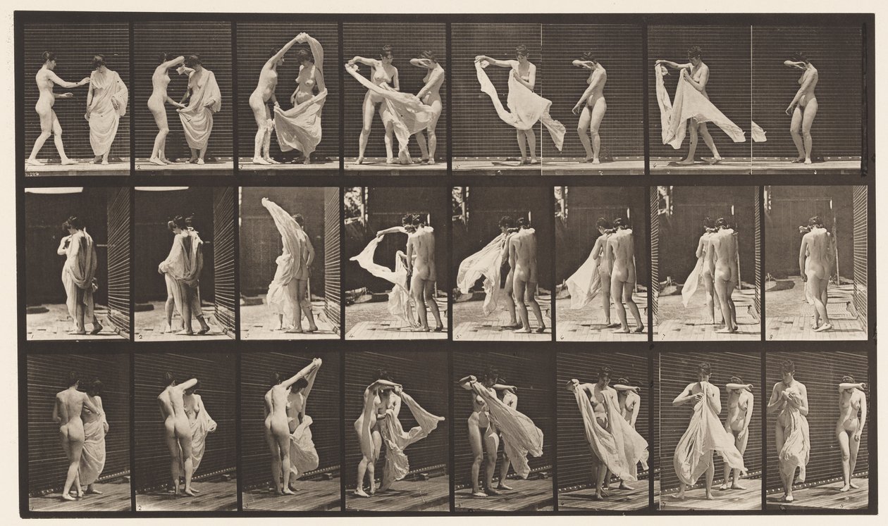 Plate 429. Toilet; Two Models, 1 Disrobing by Eadweard Muybridge