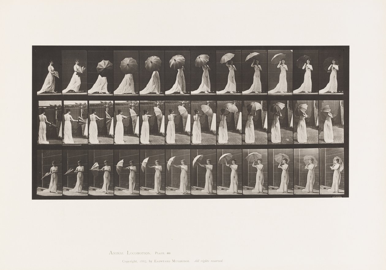 Plate 461. Opening a Parasol and Turning Around by Eadweard Muybridge