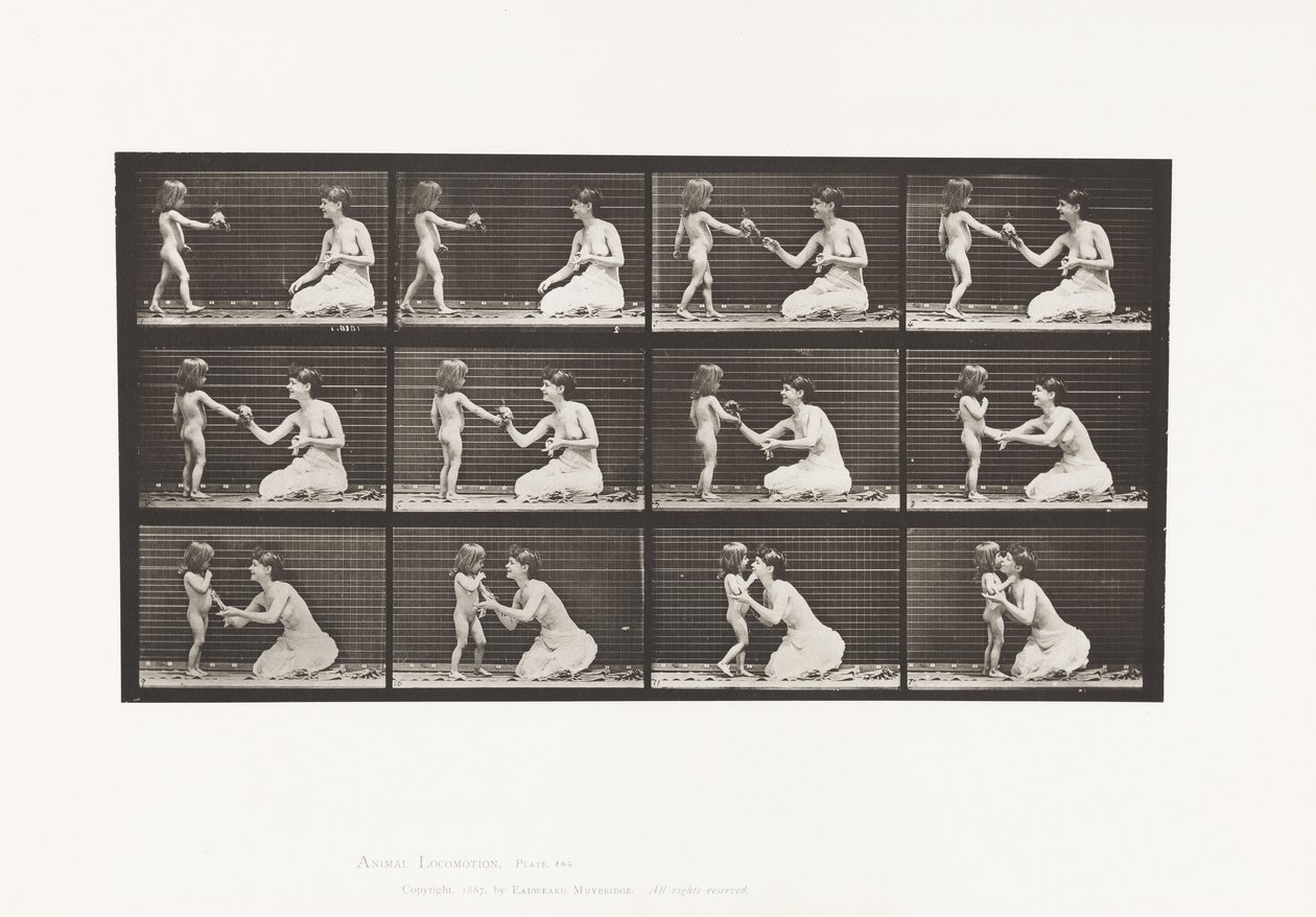Two Models, Child Bringing Bouquet by Eadweard Muybridge