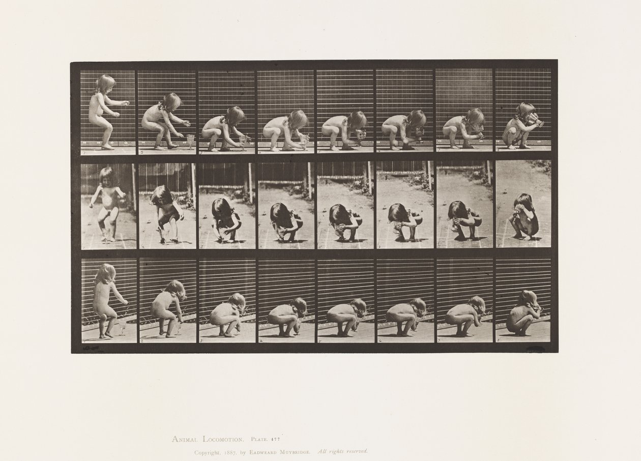 Child, Stooping, Lifting a Goblet, and Drinking by Eadweard Muybridge