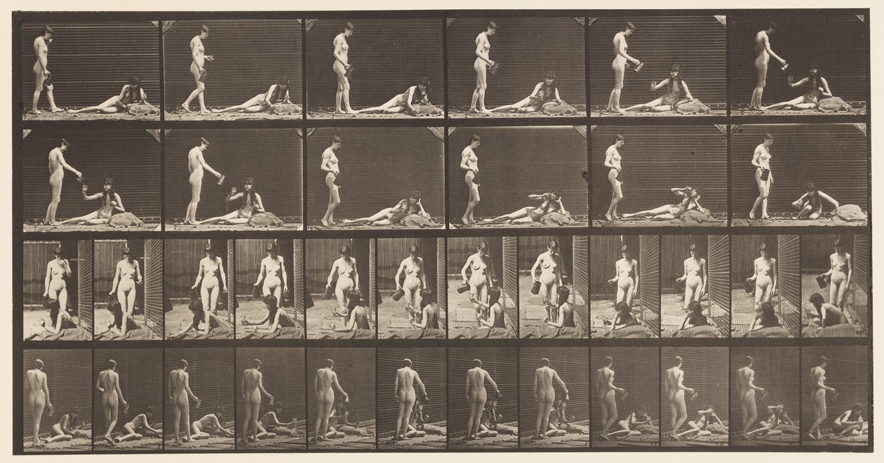 Plate 485. Two Models; A, 10 Standing and Filling a Goblet by Eadweard Muybridge