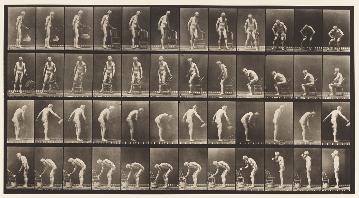 Plate 490. Sitting Down; Sprinkling Water by Eadweard Muybridge