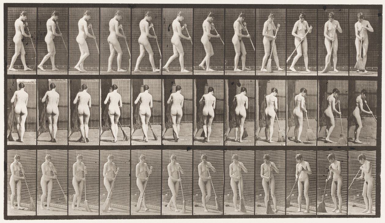 Walking, Turning Around Sweeping the Floor by Eadweard Muybridge