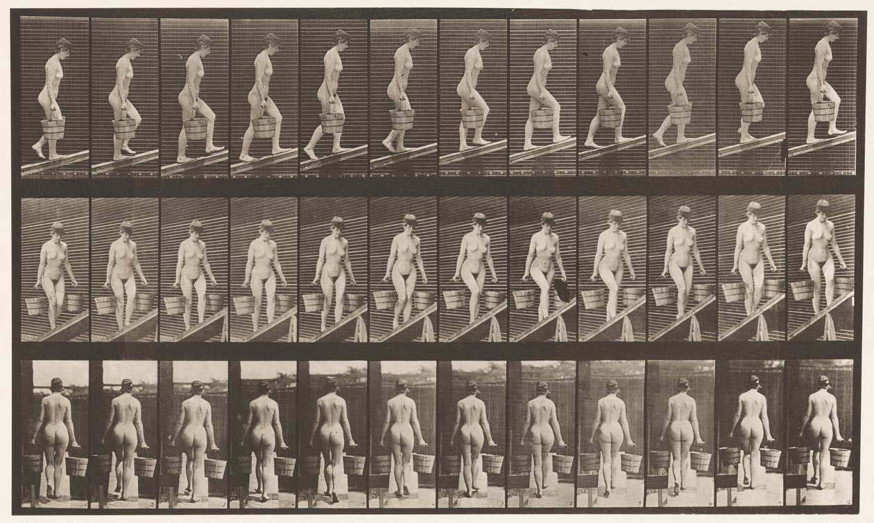 Plate 82. Ascending Incline, Bucket of Water in Each Hand by Eadweard Muybridge