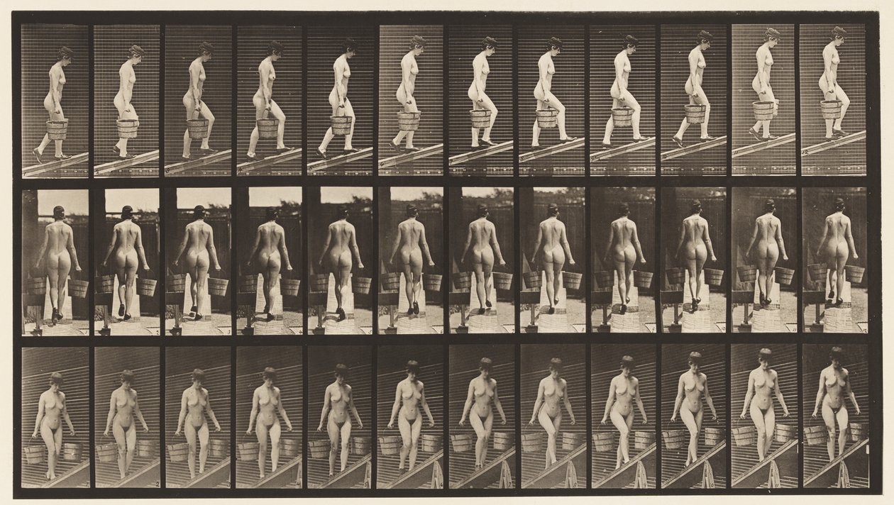 Ascending Incline, Bucket of Water in Each Hand by Eadweard Muybridge