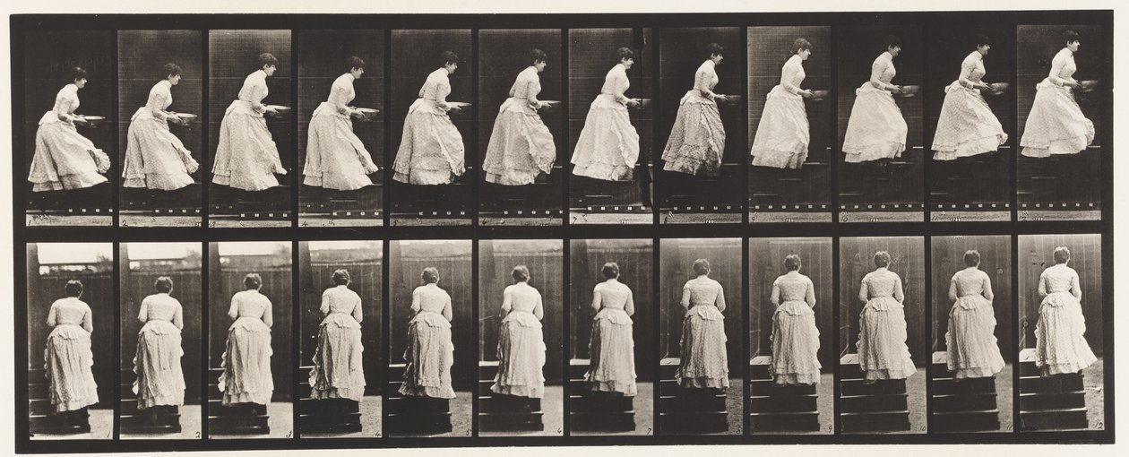 Ascending Stairs, A Basin in Hands by Eadweard Muybridge