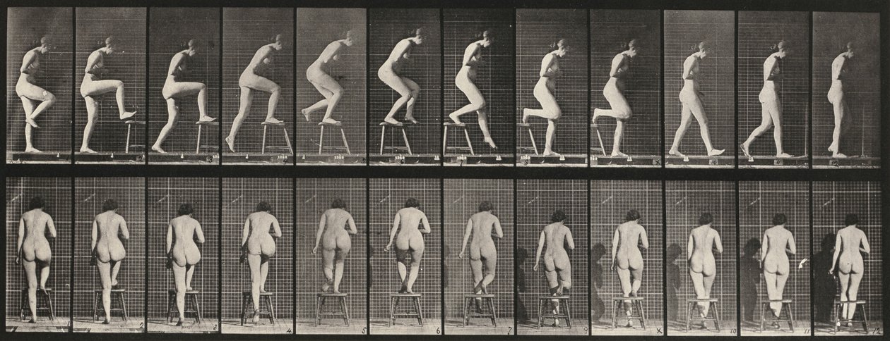 Plate Number 180. Stepping on and over a chair by Eadweard Muybridge