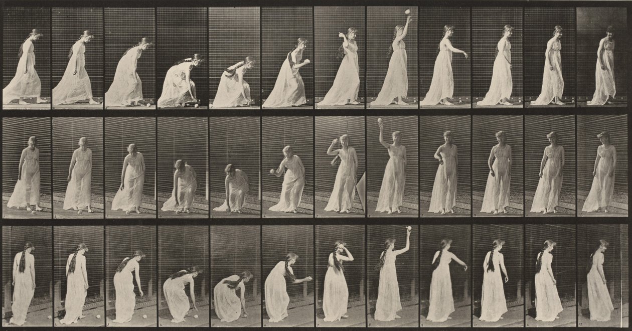 Plate Number 306. Picking Up a Ball and Throwing It by Eadweard Muybridge