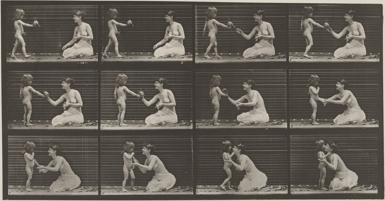 Child Bringing a Bouquet to a Woman, 1887 by Eadweard Muybridge
