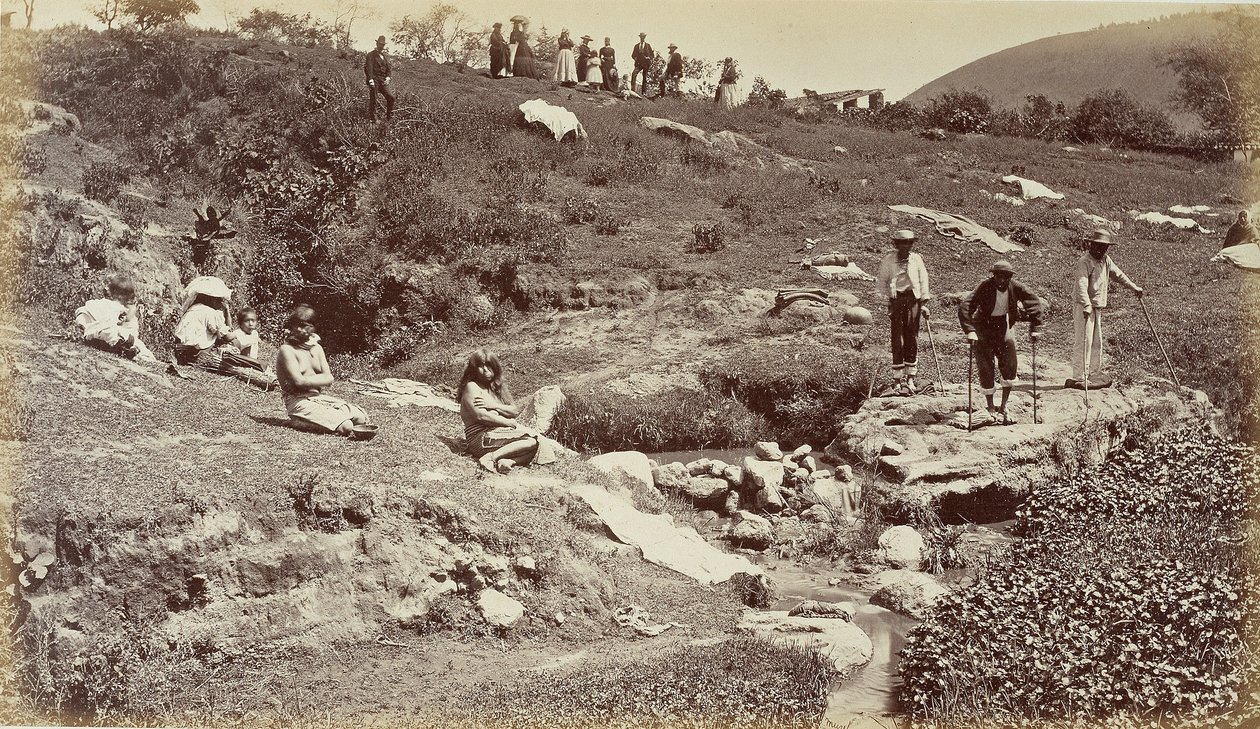 Pulling Cloth at Almolonga, Guatemala by Eadweard Muybridge