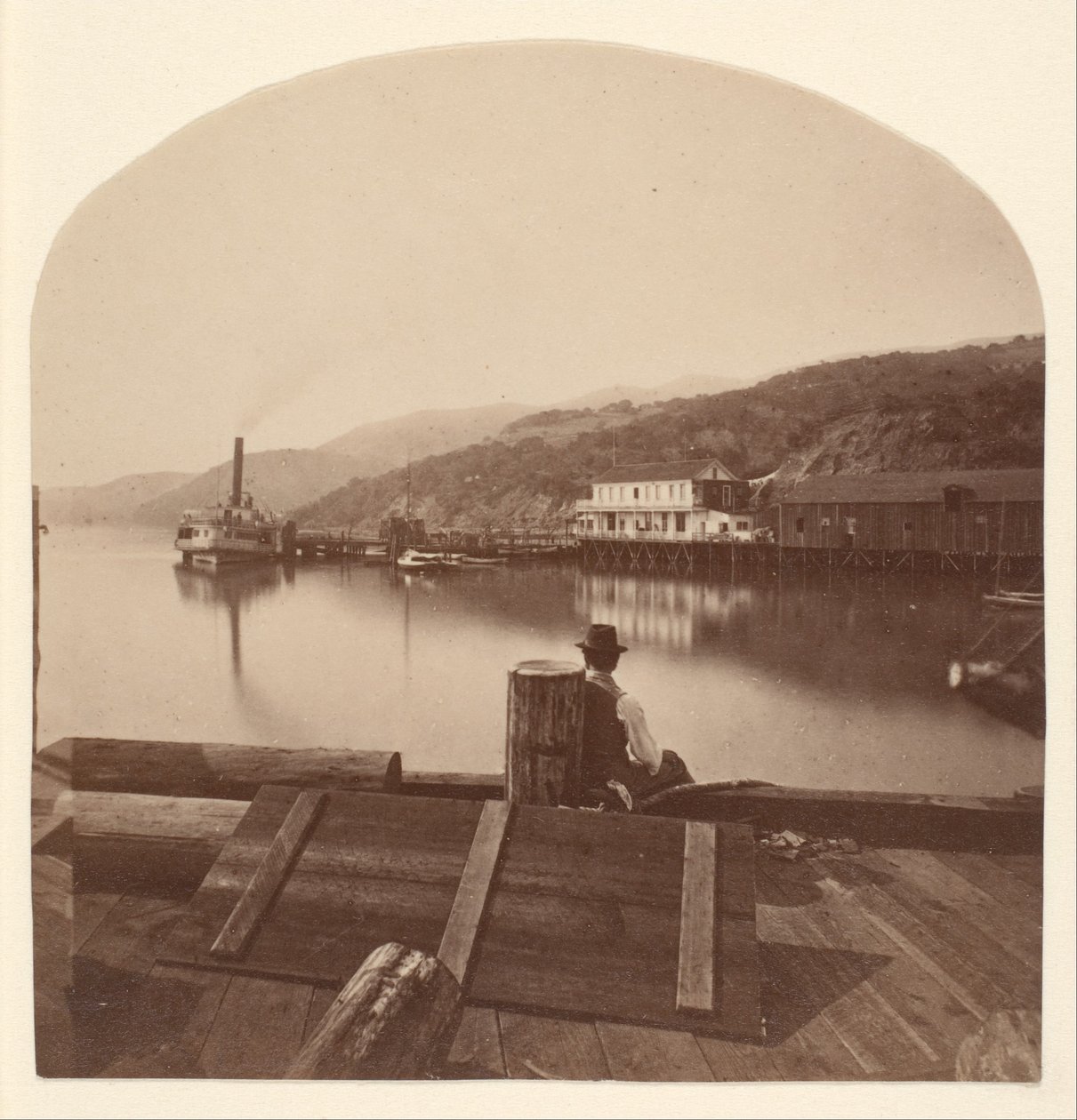 Sausalito from the N.P.C.R.R. Wharf, Looking South by Eadweard Muybridge