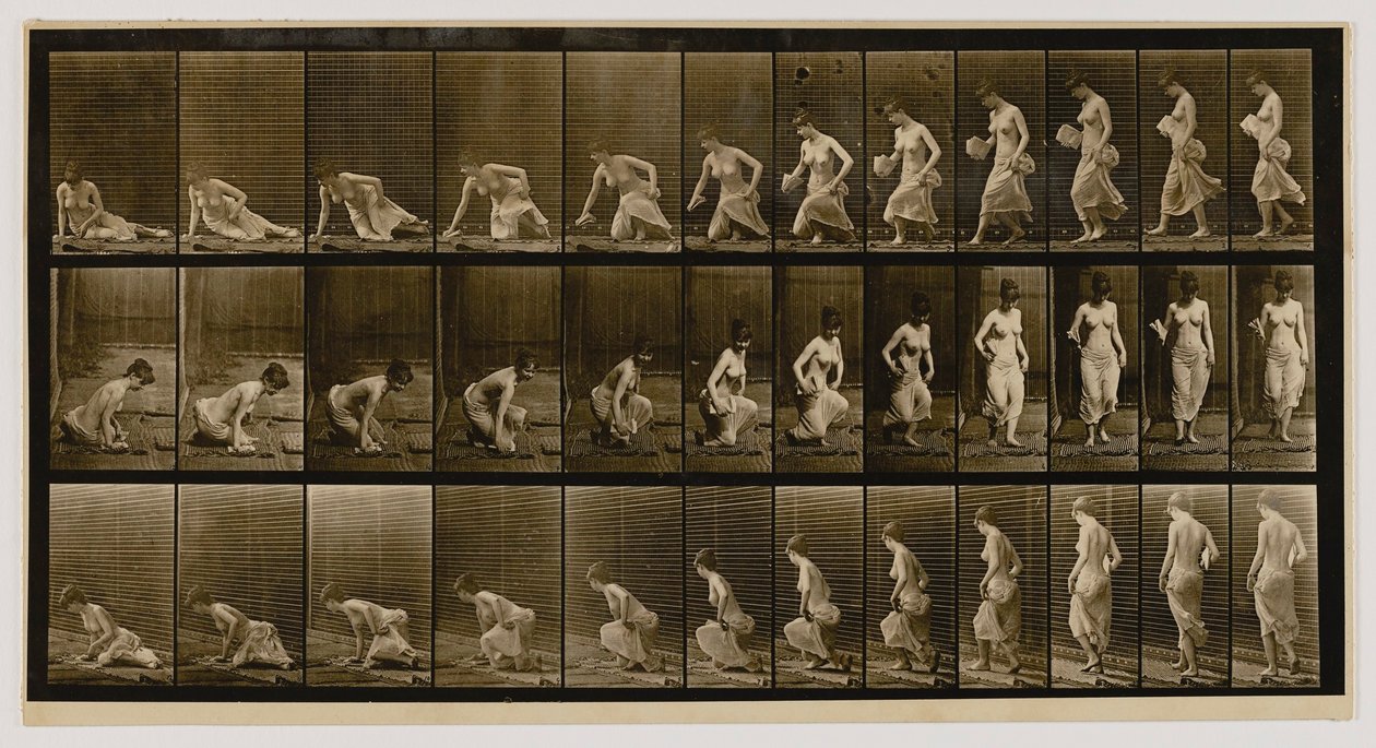 Woman Sitting Down on the Ground, from the Book Animal Locomotion by Eadweard Muybridge