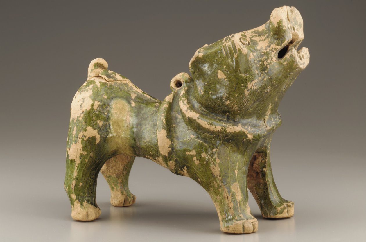 Tomb figure of a barking dog by Eastern Han Dynasty Chinese School