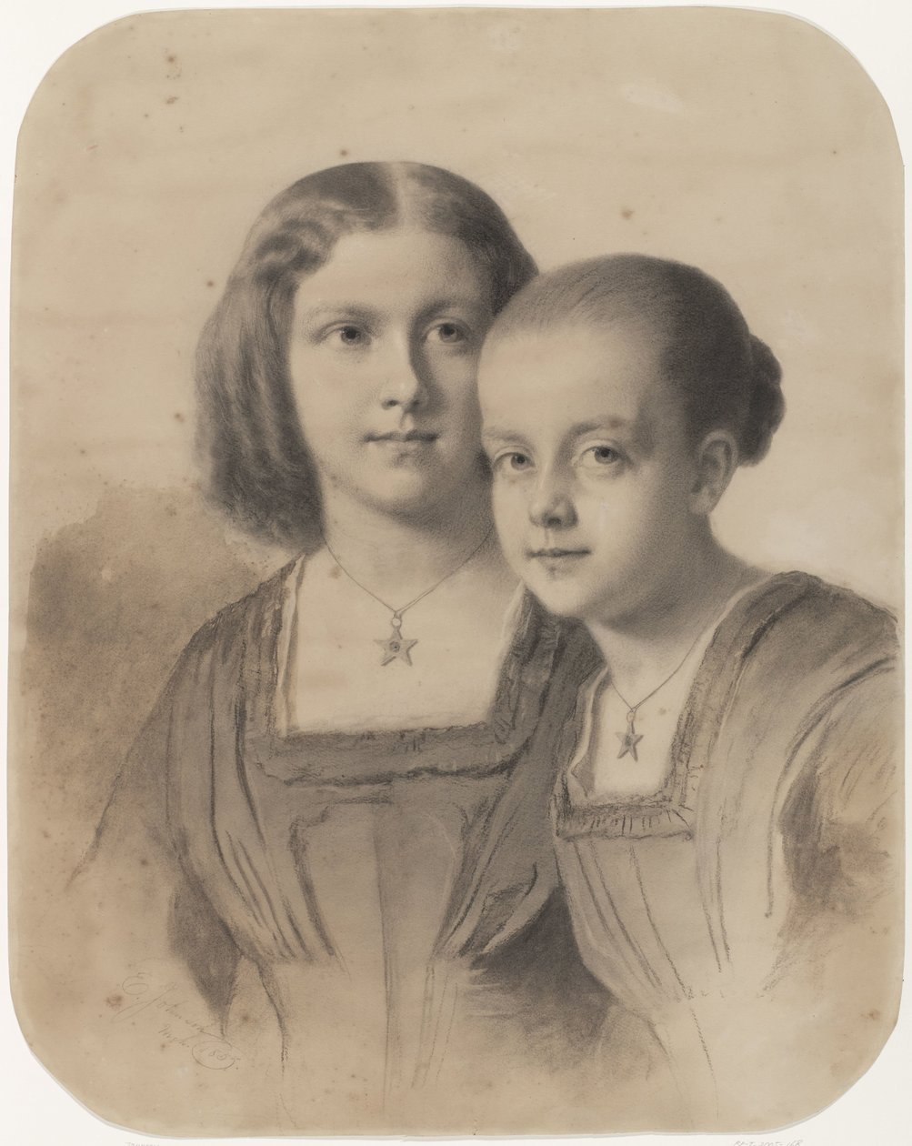 Portrait of Woltera Geertruida, Countess of Limburg Stirum and Countess Frederika Augusta by Eastman Johnson