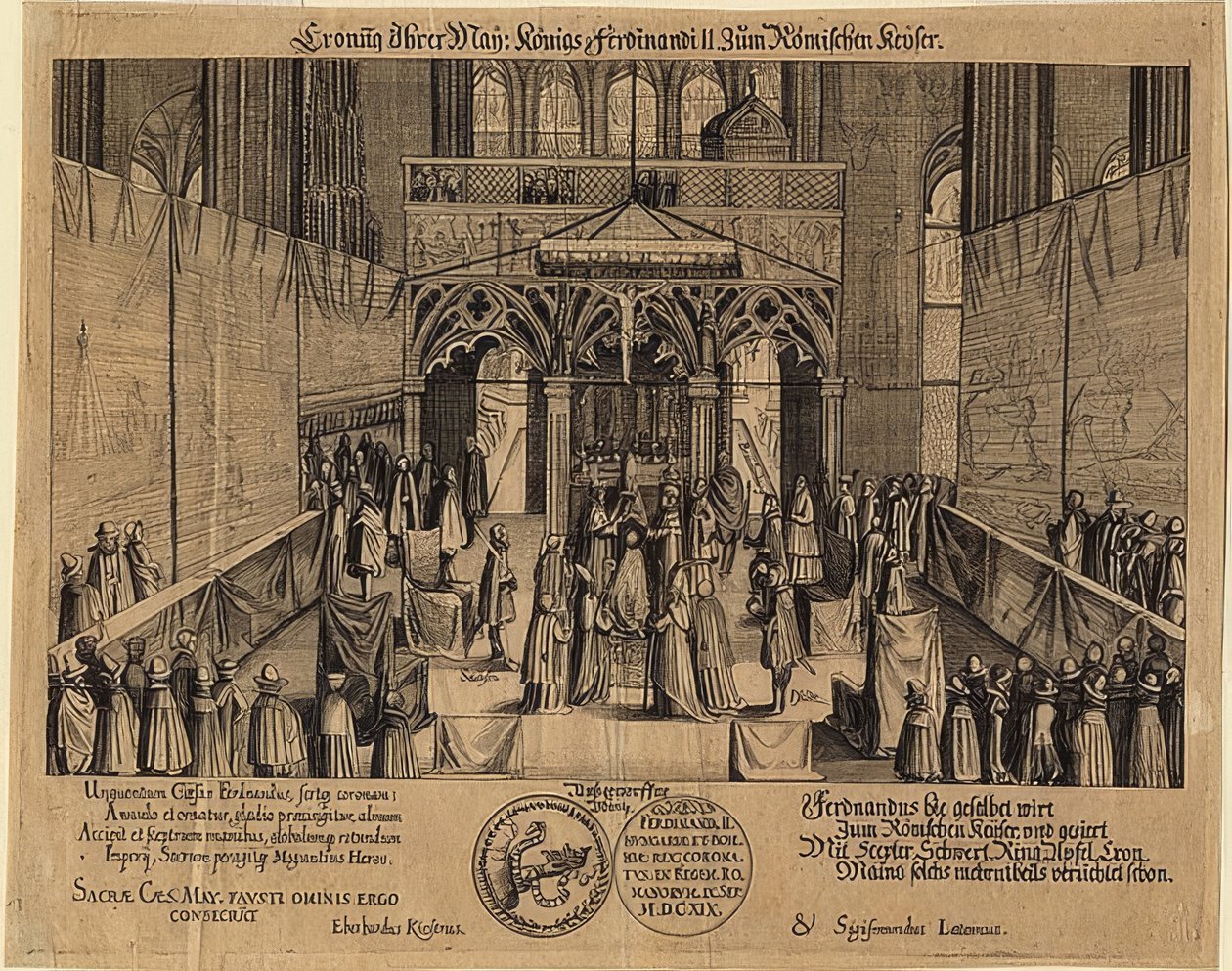 The Coronation of King Ferdinand II as Holy Roman Emperor. 1619 by Eberhard Kieser