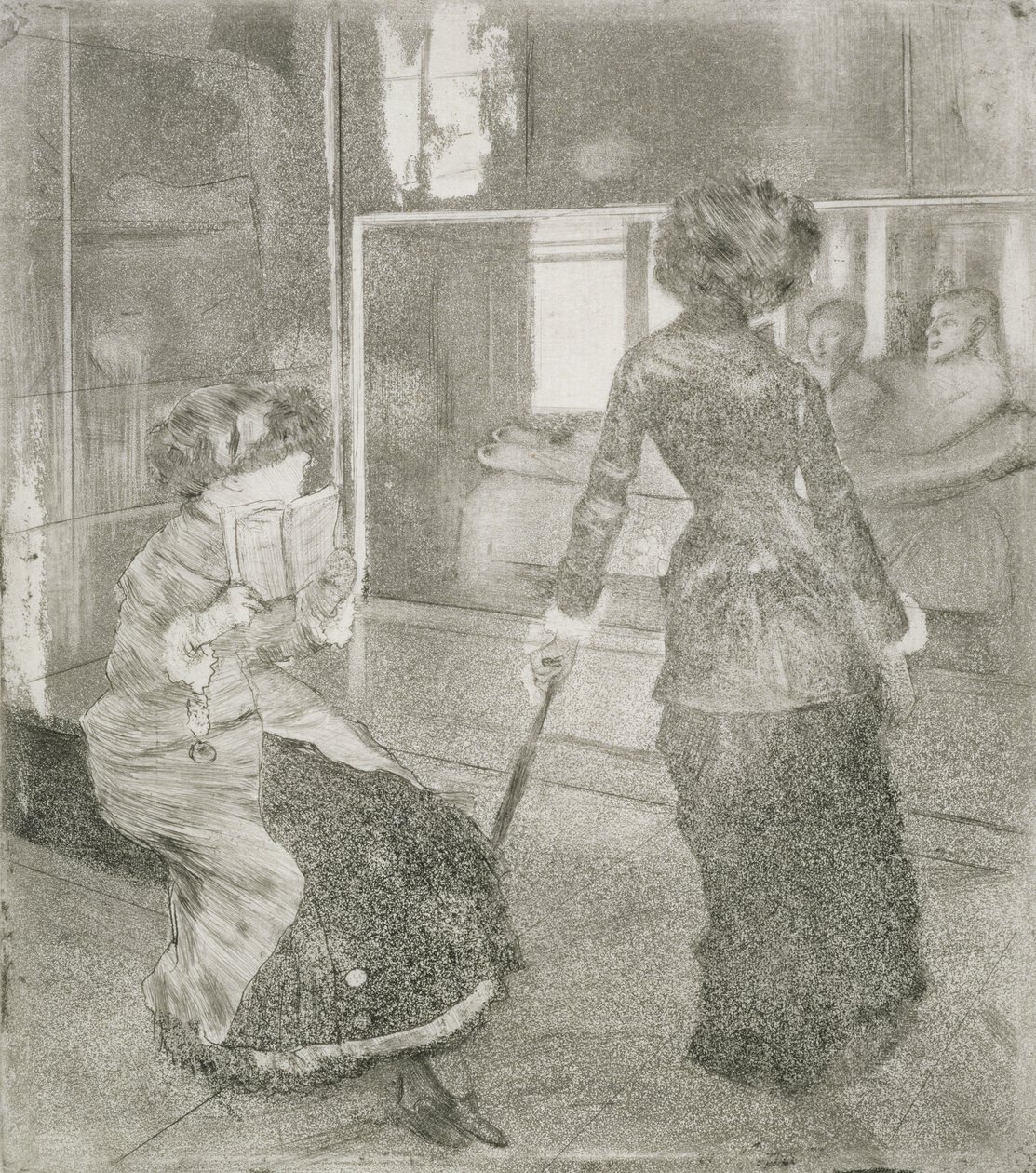 At the Louvre, Mary Cassatt in the Etruscan Gallery by Edgar Degas
