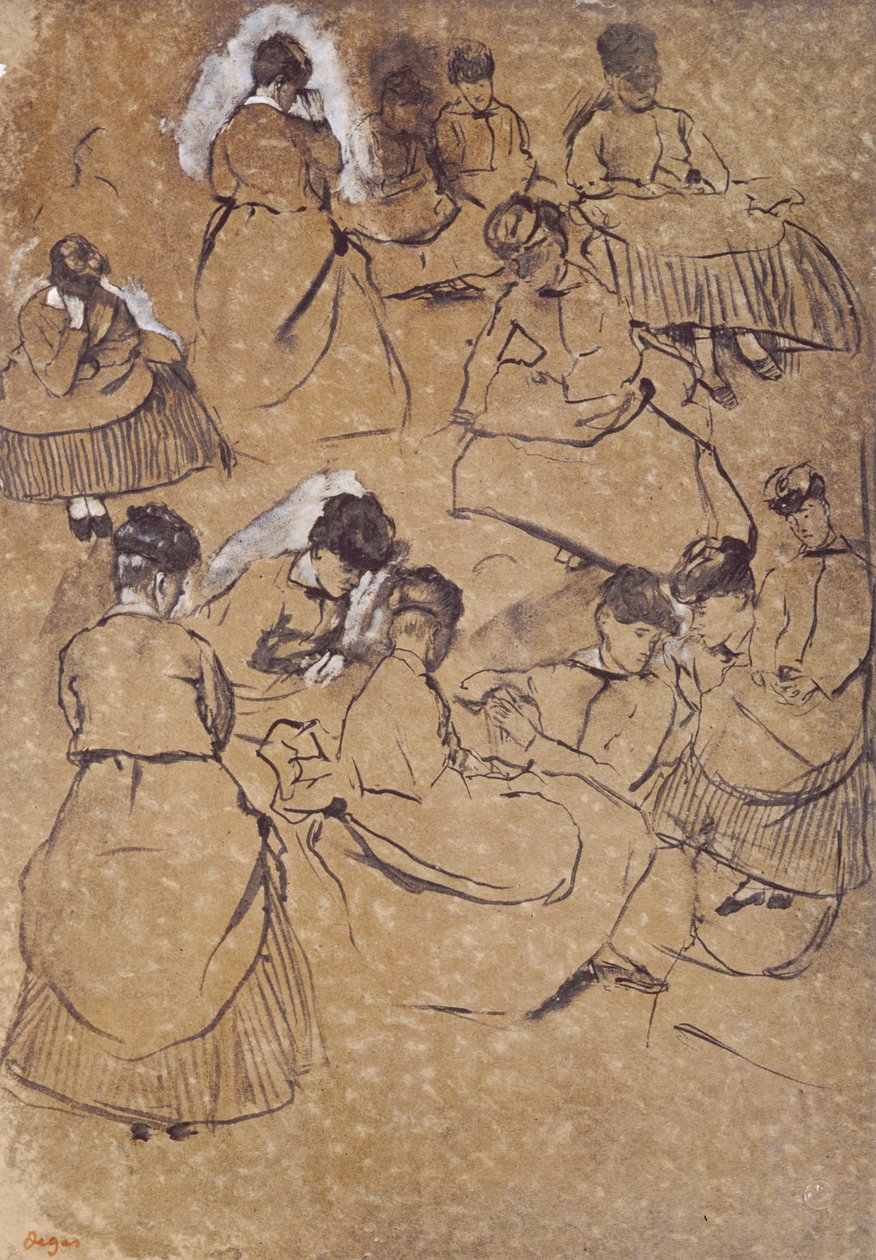 Twelve Studies of Women in Costume of the Second Empire by Edgar Degas