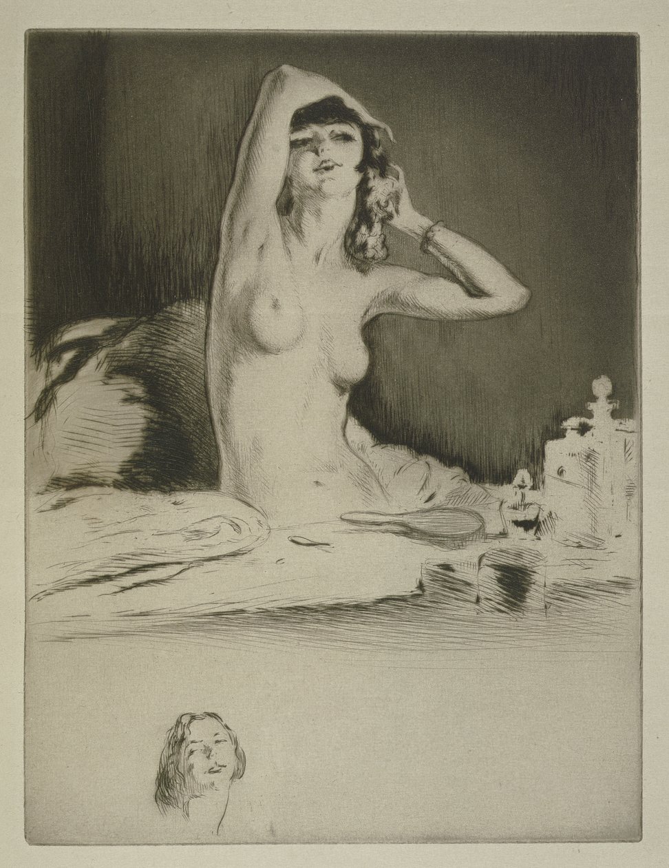 A woman at her toilet, illustration for 