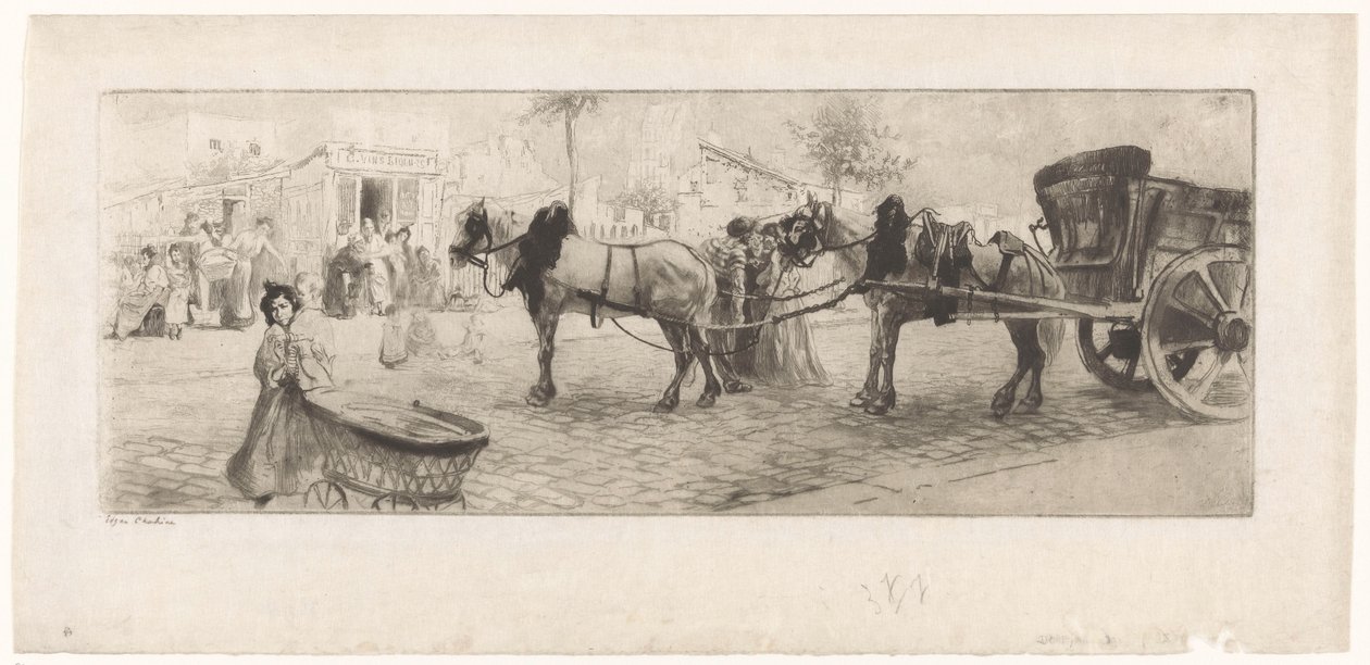 View of a Boulevard with Horses and a Woman with a Stroller by Edgar Chahine