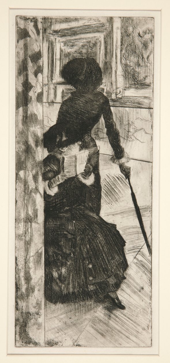 At the Louvre: Painting (Mary Cassatt) by Edgar Degas
