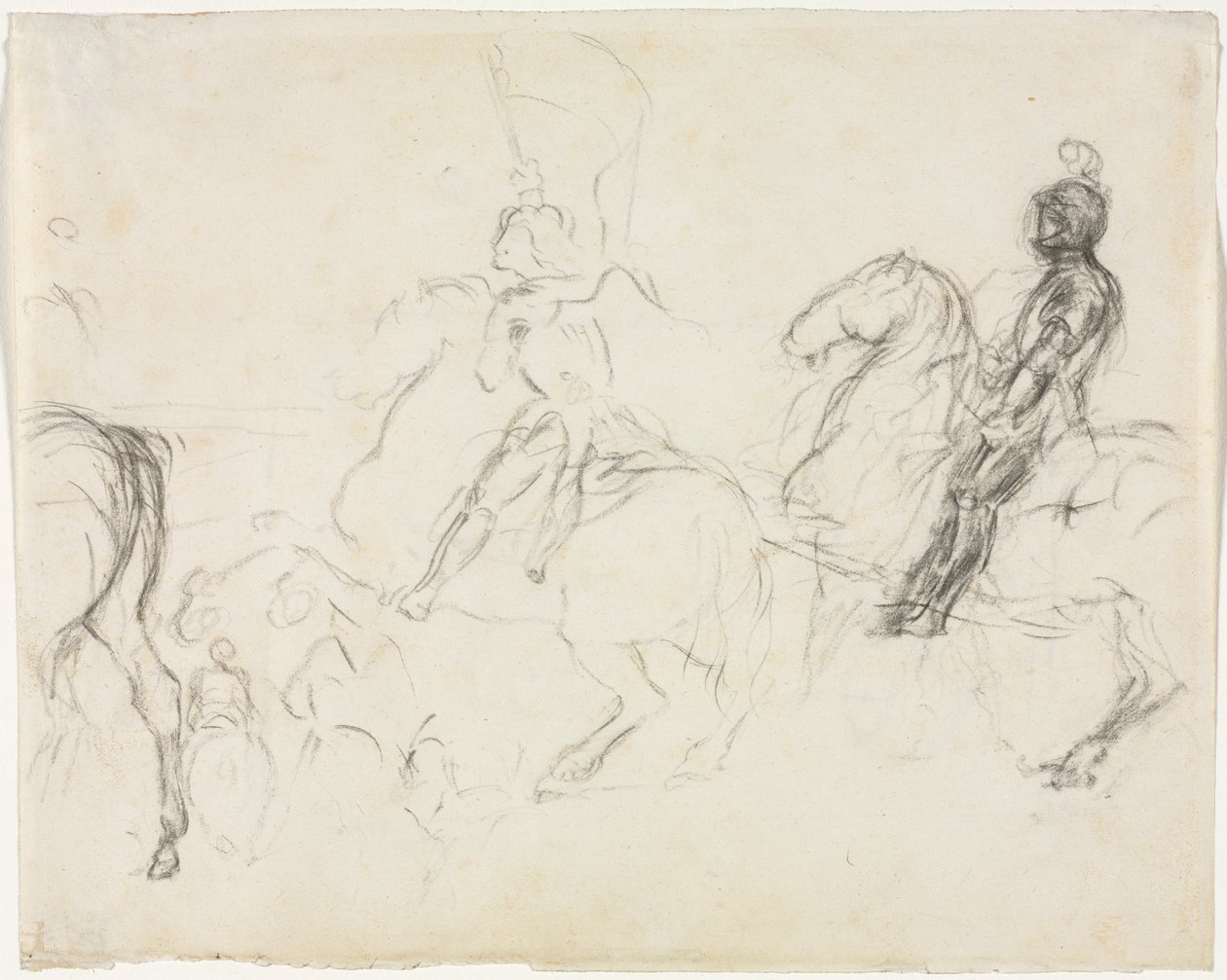 Battle Scene with Armored Figures on Horseback (recto) by Edgar Degas