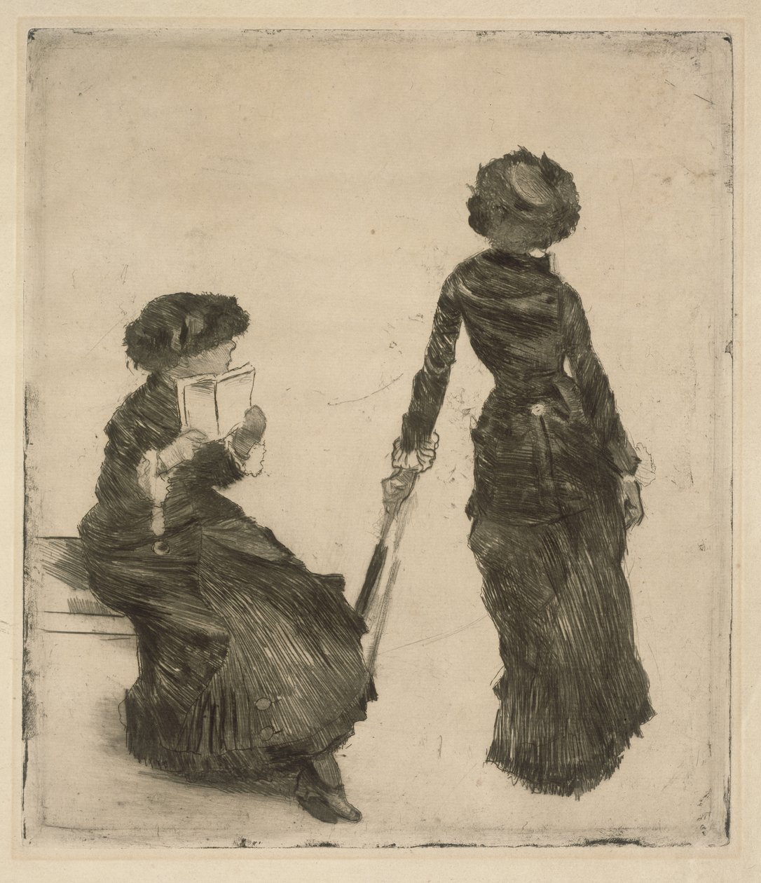 The Painter Mary Cassatt in the Louvre (Antique Collection) by Edgar Degas