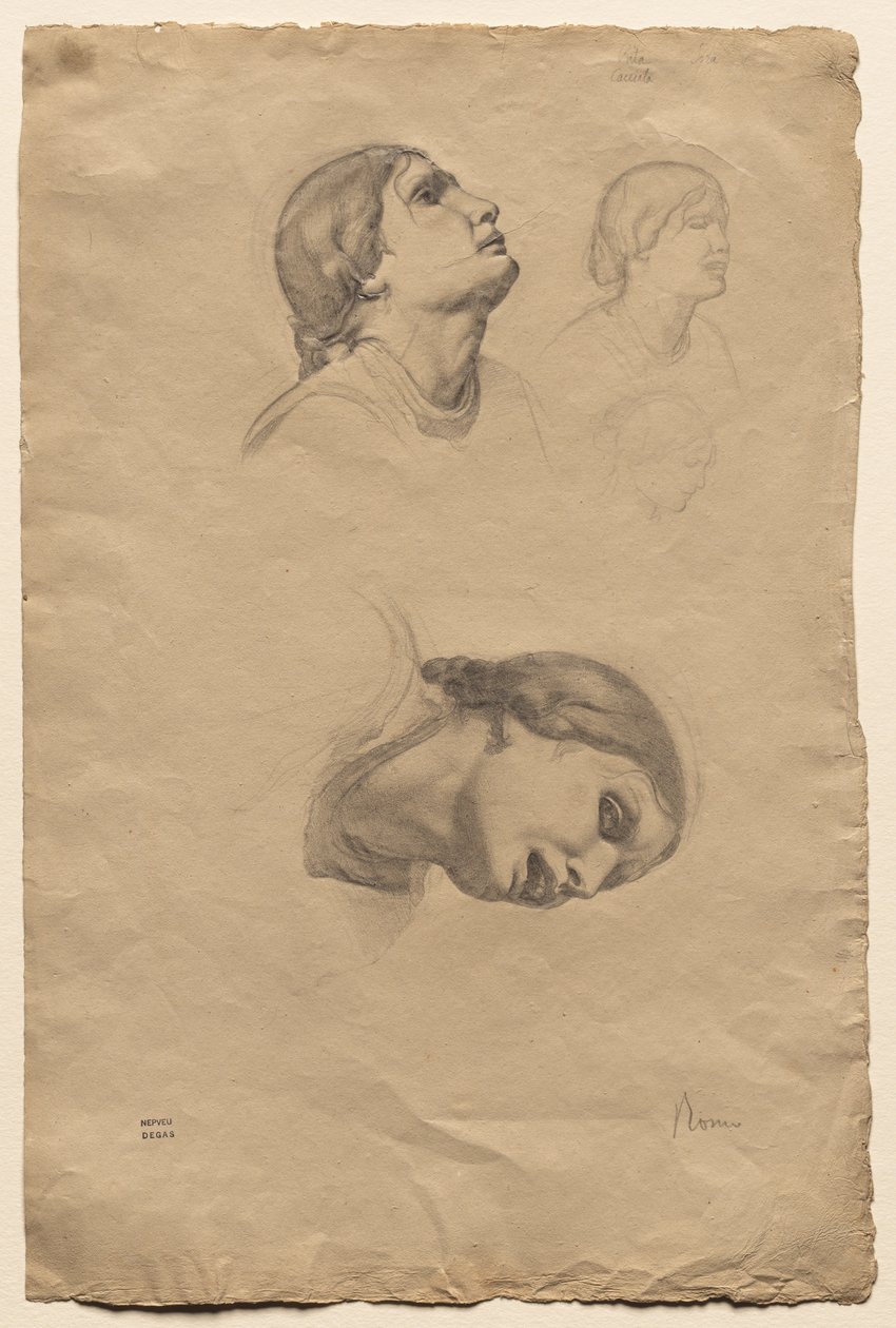Four Studies of the Head of a Young Italian Woman by Edgar Degas