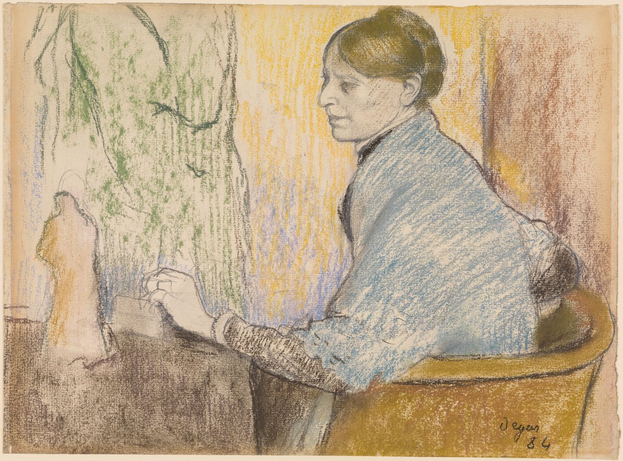 Madame Henri Rouart in an Armchair with Tanagra Statuette by Edgar Degas
