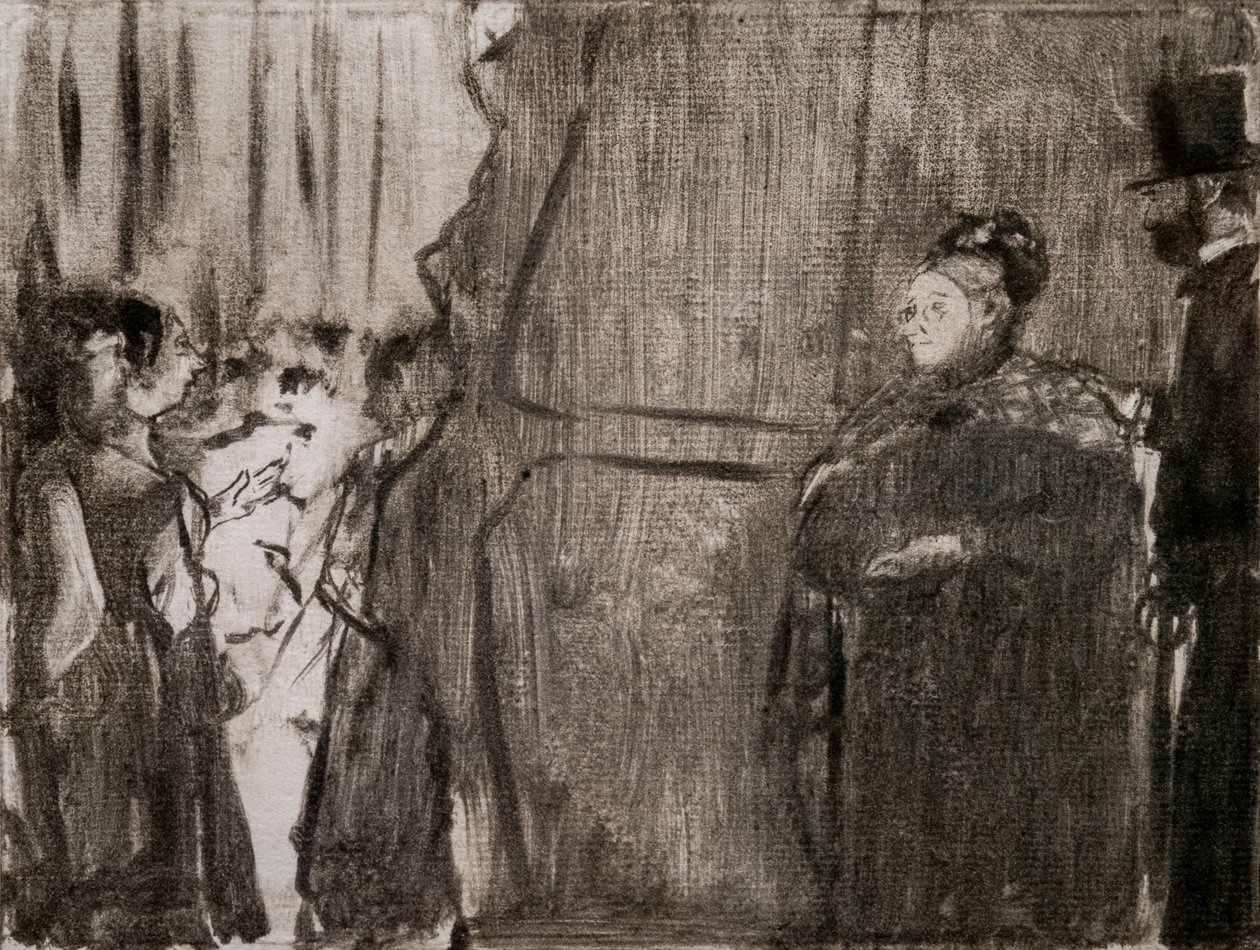 Meet Ludivic Halevy and Madame Cardinal behind the scenes by Edgar Degas