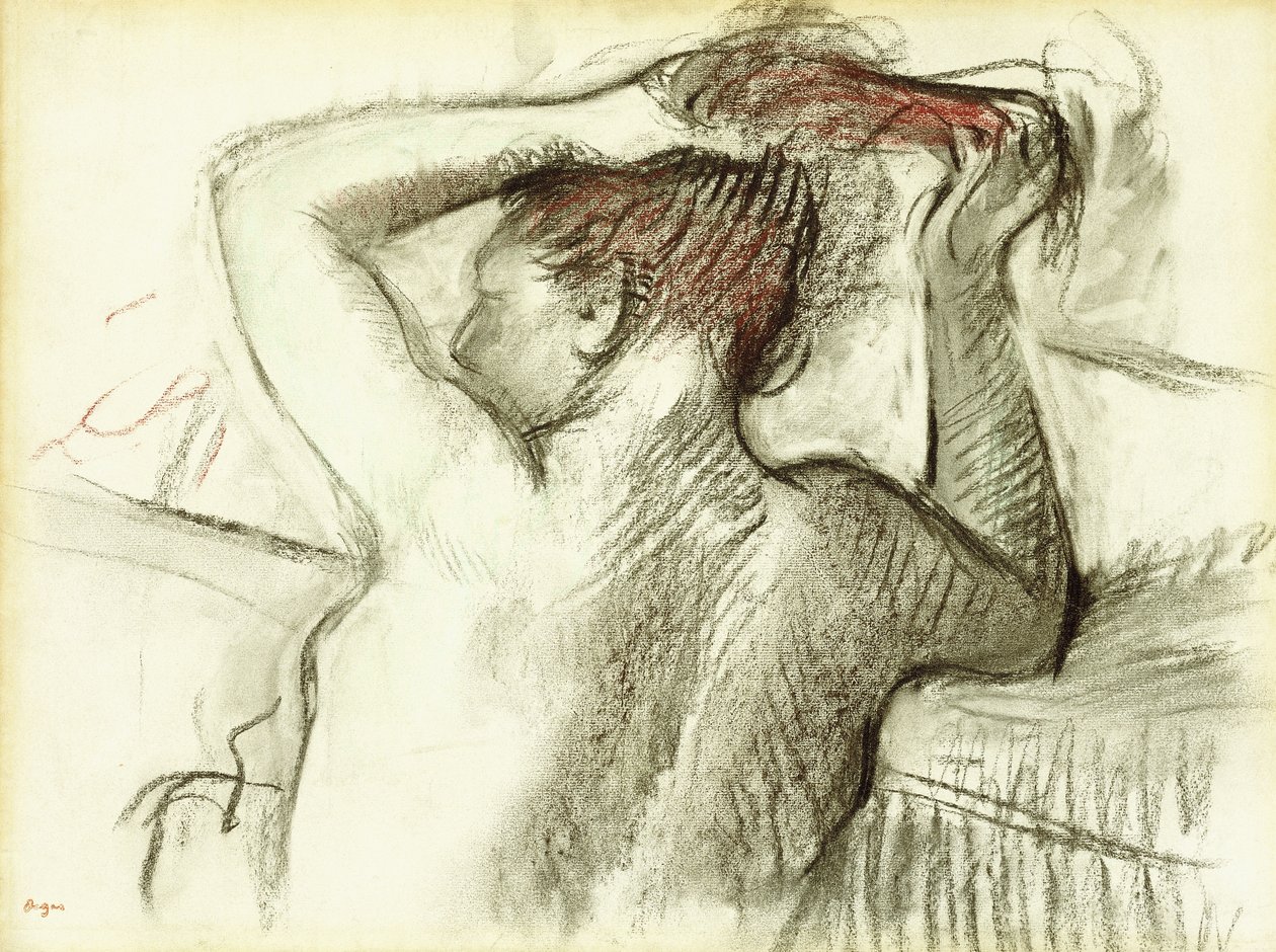 Naked Woman Styling Her Hair by Edgar Degas