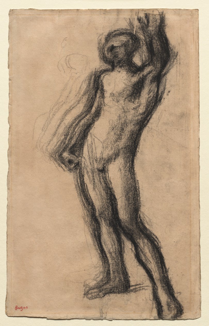 Nude Man Standing, with Left Hand Raised by Edgar Degas
