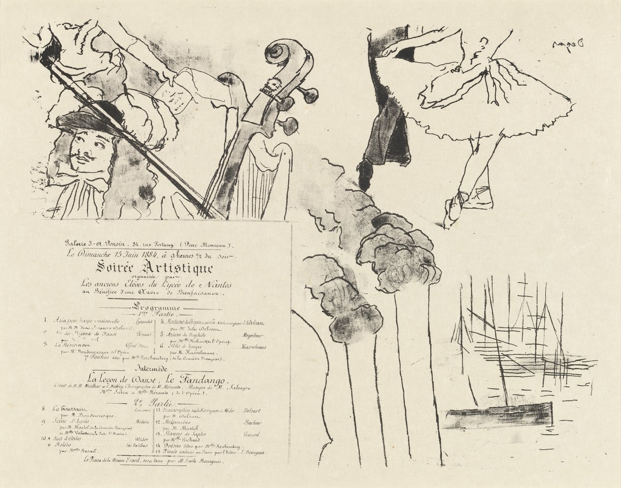 Program for the Soiree Artistique Programme de la Soirée des anciens élèves du Lycée de Nantes by Edgar Degas
