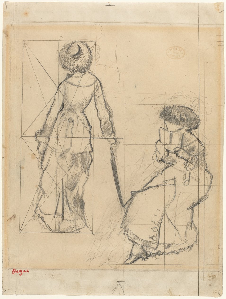 Study for Mary Cassatt at the Louvre [recto], c. 1879 by Edgar Degas
