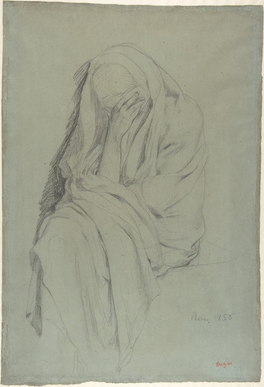 Study for Old Italian Woman (recto); Drapery Study (verso) by Edgar Degas