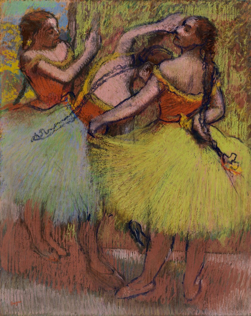 Three Dancers with Hair in Braids by Edgar Degas