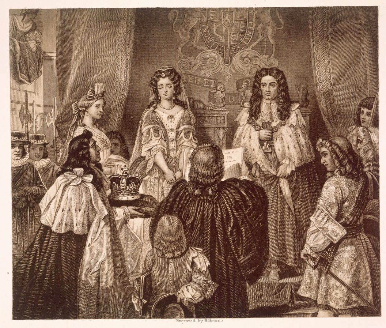 The crown offered to William and Mary by the Lords and Commons at Whitehall, February 12 by Edgar Melville (after) Ward