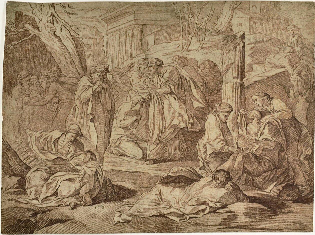 A Saint Clothing the Poor Among the Ruins of an Earthquake by Edmé Bouchardon