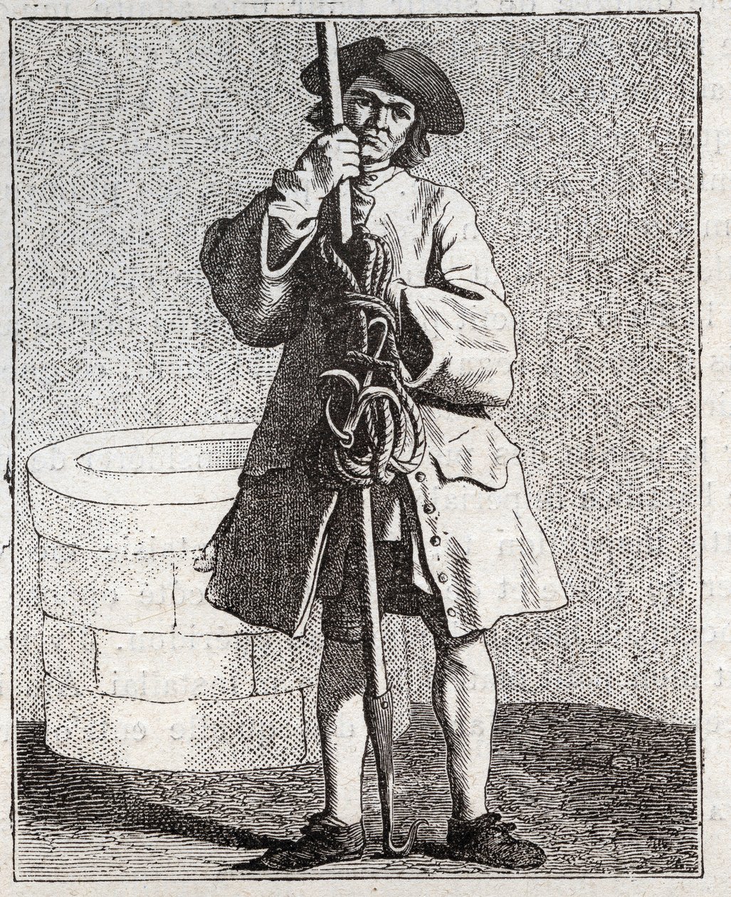 The Well Cleaner - Small Trade of Paris (Studies Taken from the Lower People, or the Cries of Paris) - engraving by Edme Bouchardon by Edmé Bouchardon