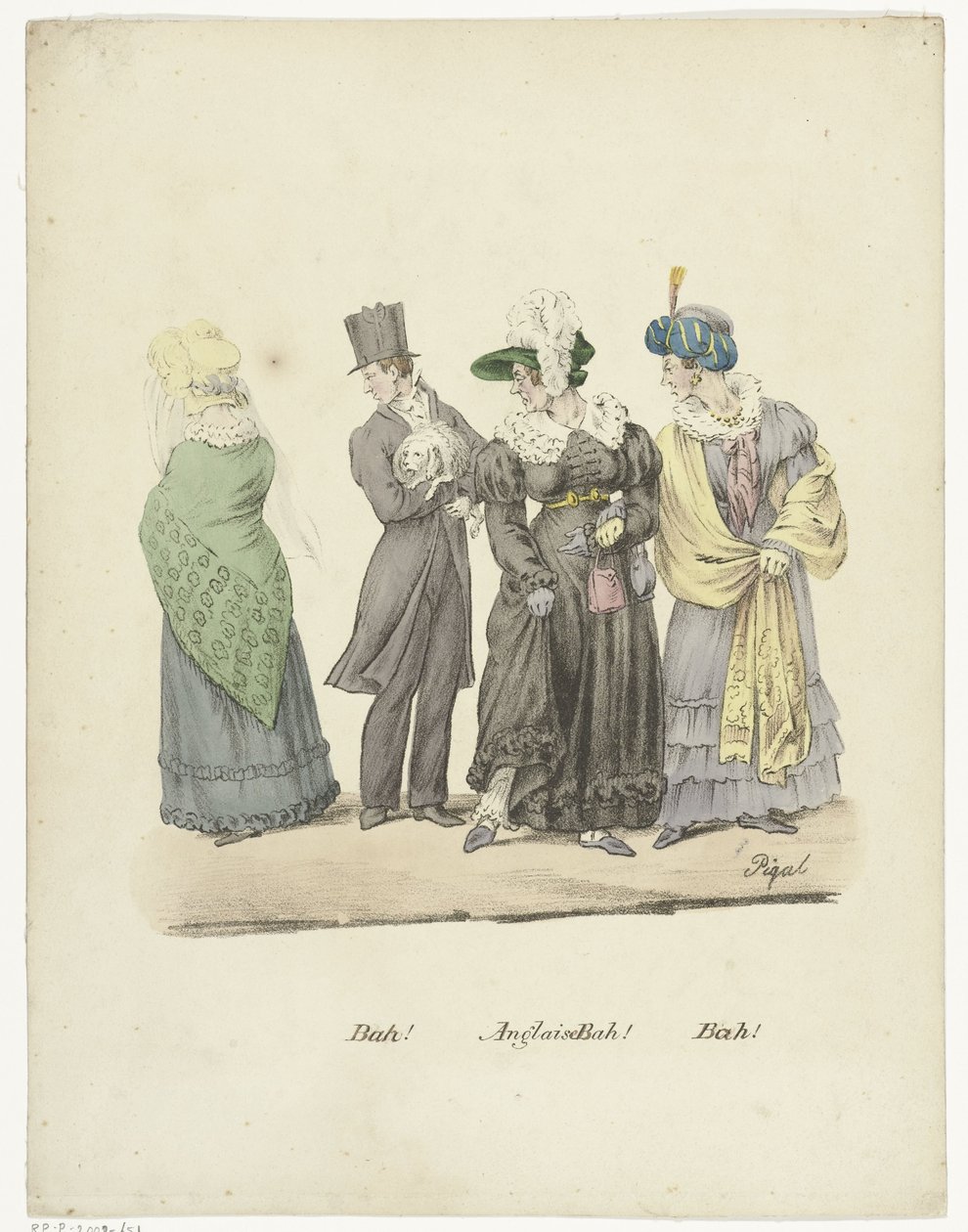 Two Women and a Man with Dog Look Disapprovingly at a Third Woman by Edme Jean Pigal