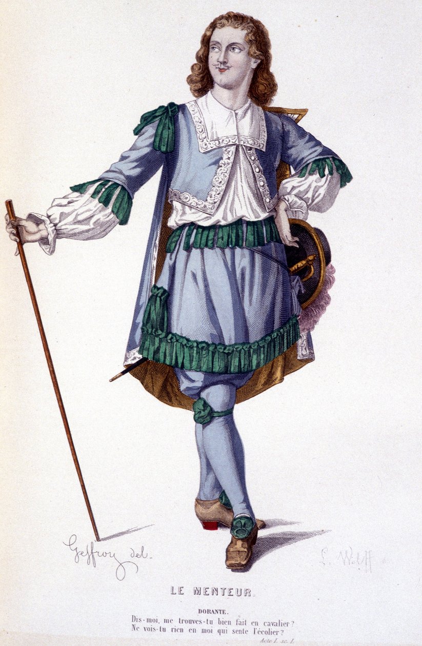 The character Dorante in the comedy Le Menteur (Collection of plays by Corneille) by Edmond Aime Florentin Geffroy