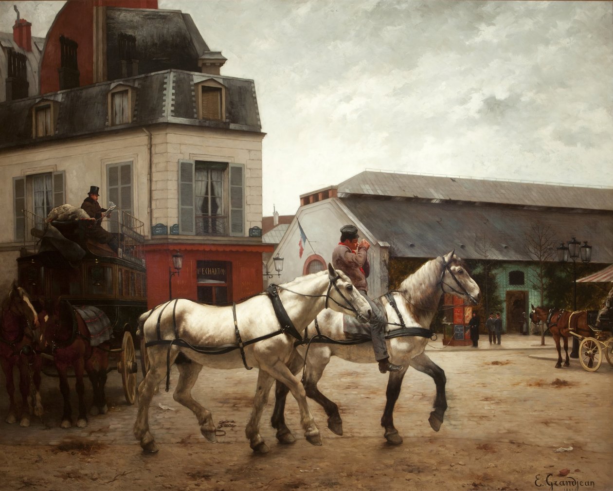 A Coach Stop on the Place de Passy by Edmond Georges Grandjean