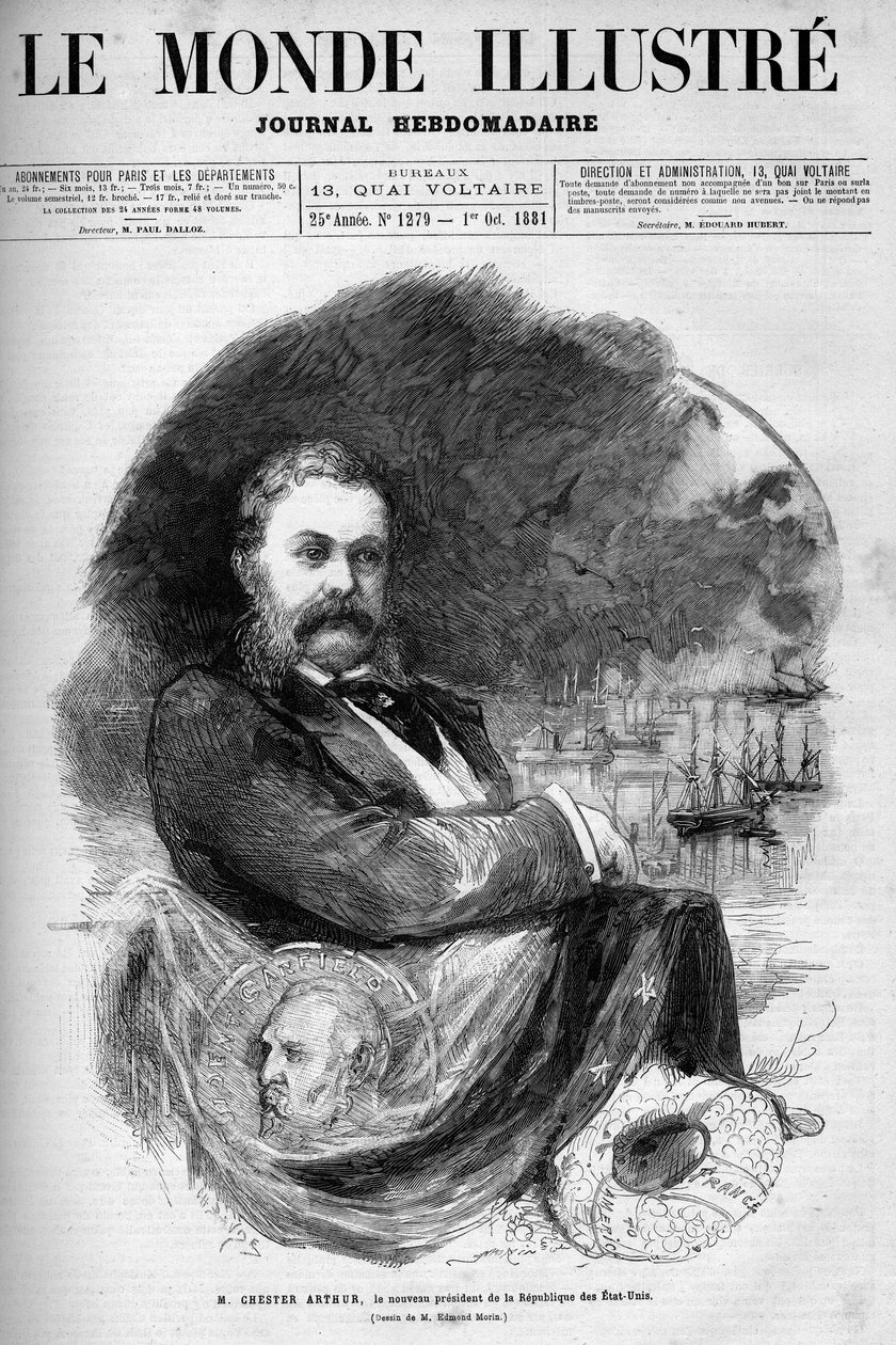 Portrait of Chester Alan Arthur, President of the United States. Engraving by Edmond Morin. One of 